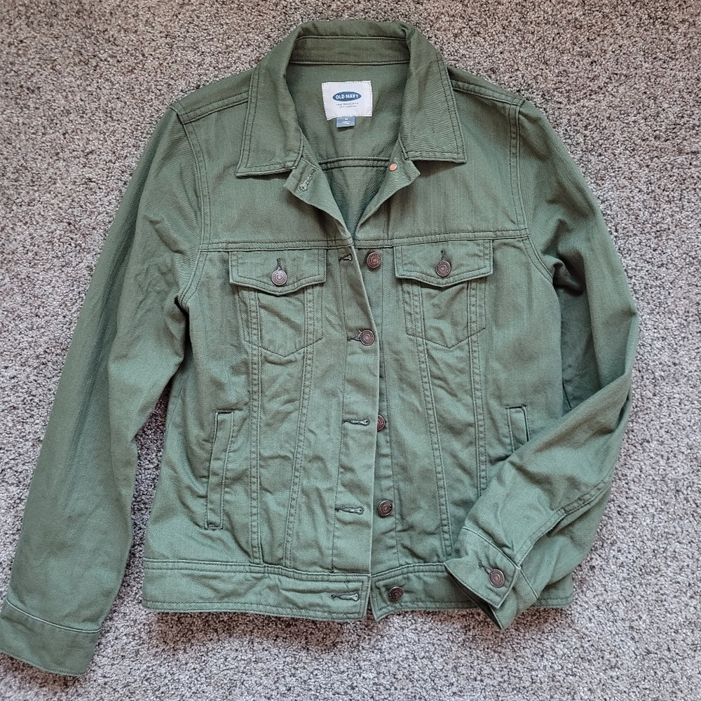 Old navy olive jean jacket medium womens
